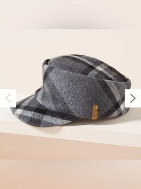 NWT Frye Onyx Plaid Engineer Cap Charcoal Gray Wool Blend Winter Size S/M
